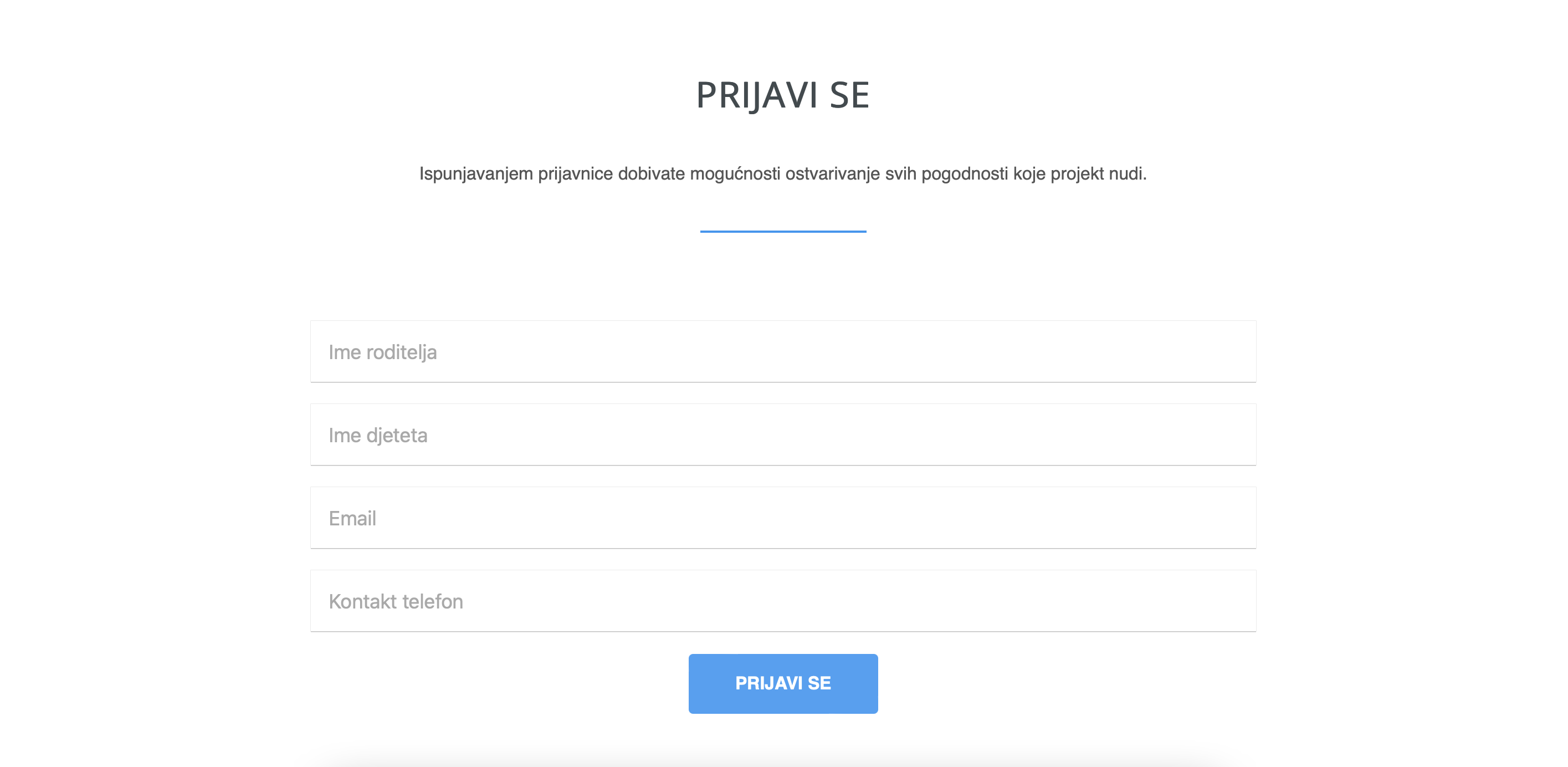 Project Svi Zajedno frontend website - contact form